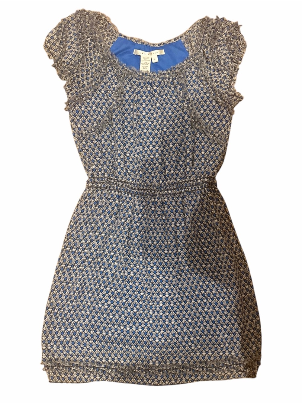 MAX STUDIO - Cap-Sleeve Mini Dress with Distressed Raw Edges - Like New!!